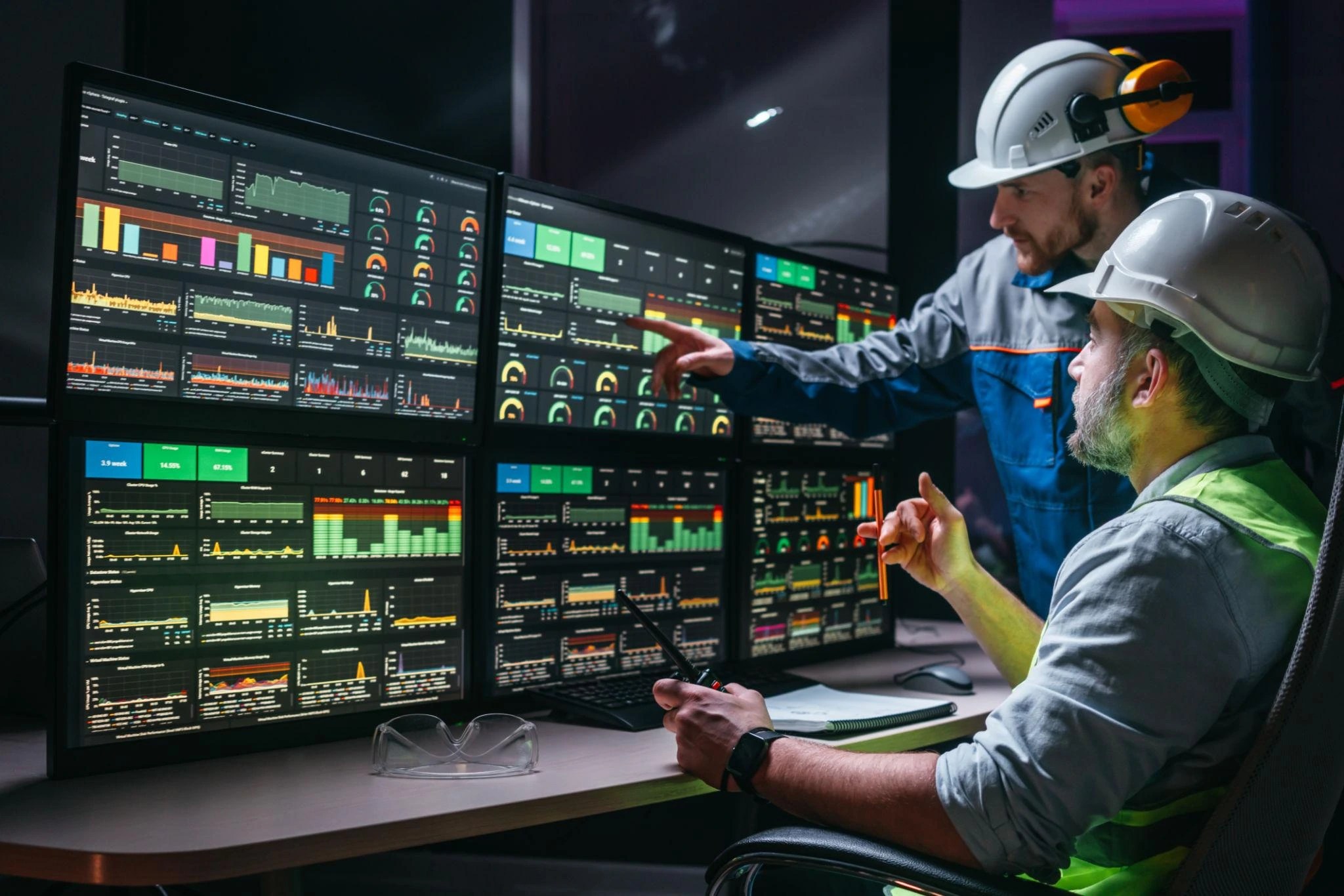 IoT based monitoring dashboard used by an engineer on the factory floor"