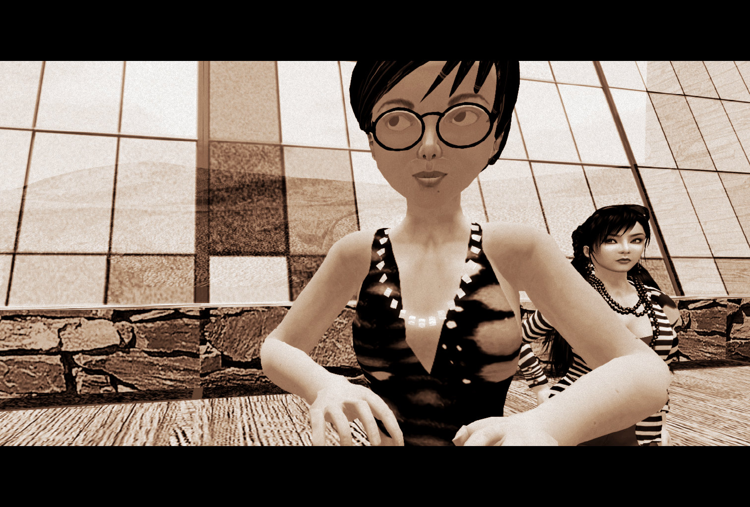 Selenium toned black & white photograph of Peri Afarensis and Xue Faith