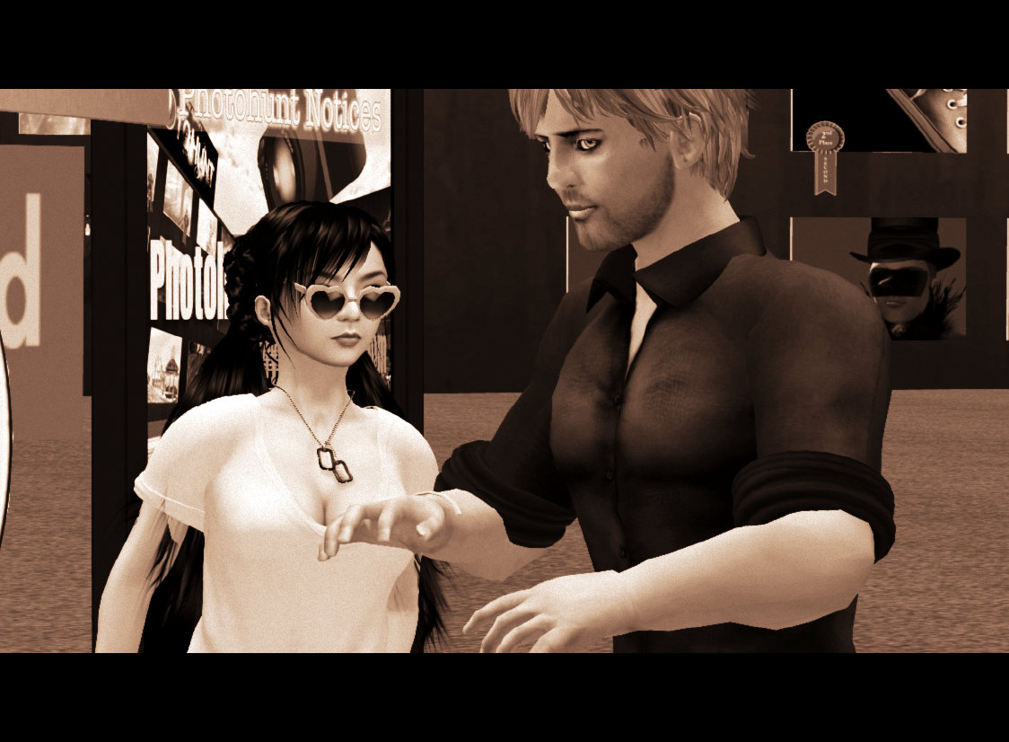 Selenium toned black & white photograph of Xue Faith and Corcosman Voom