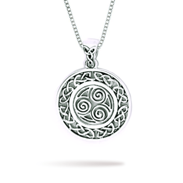 Tri Spiral Necklace in Silver 