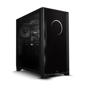 Eclipse case img1 a unique pure black PC with a crescent moon on the front panel