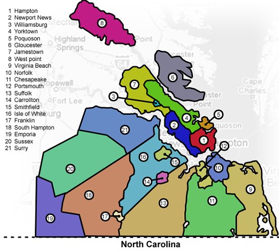 Explore The Virginia Peninsula Area Properties Map 