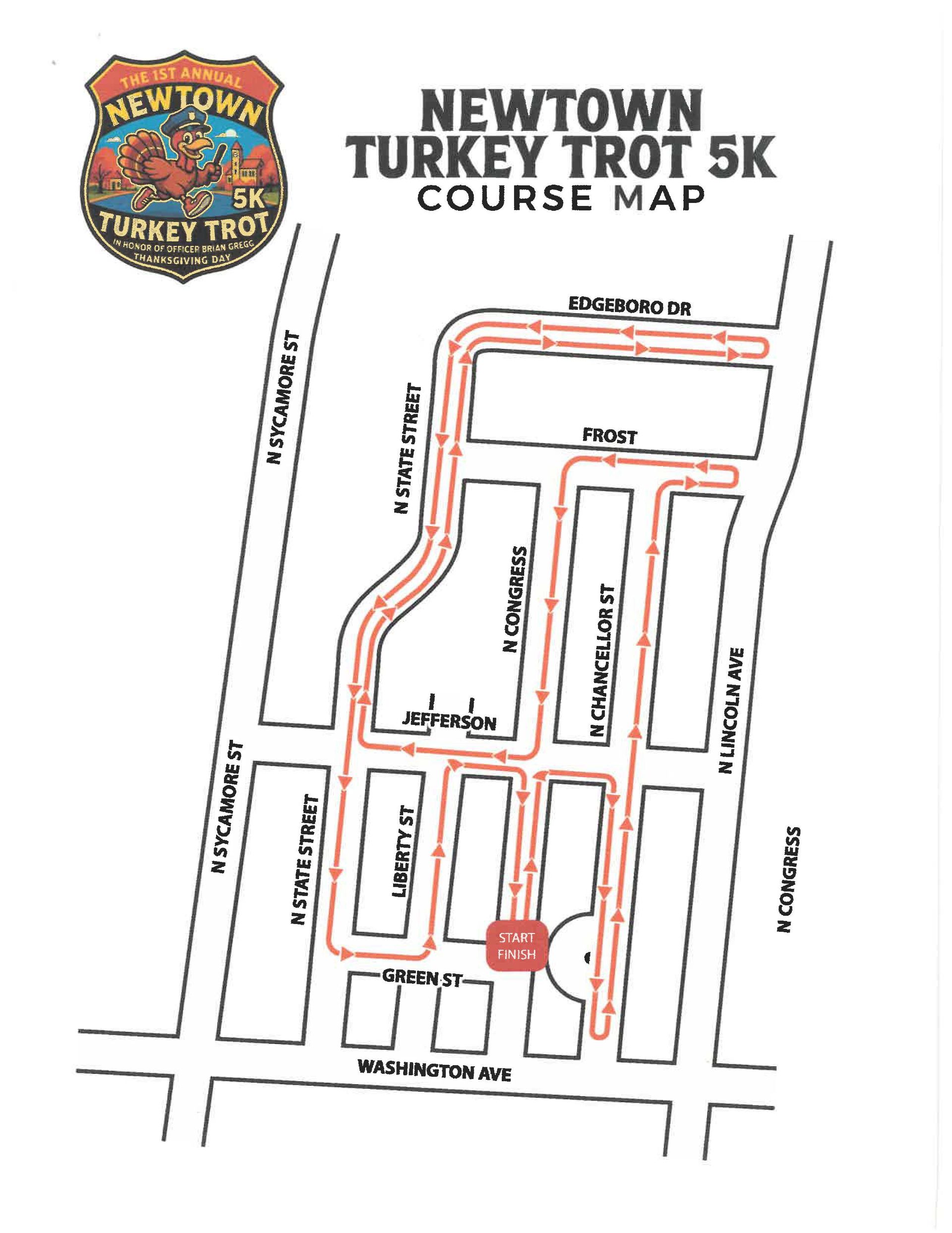 Newtown S Inaugural Turkey Trot Newtown Map 