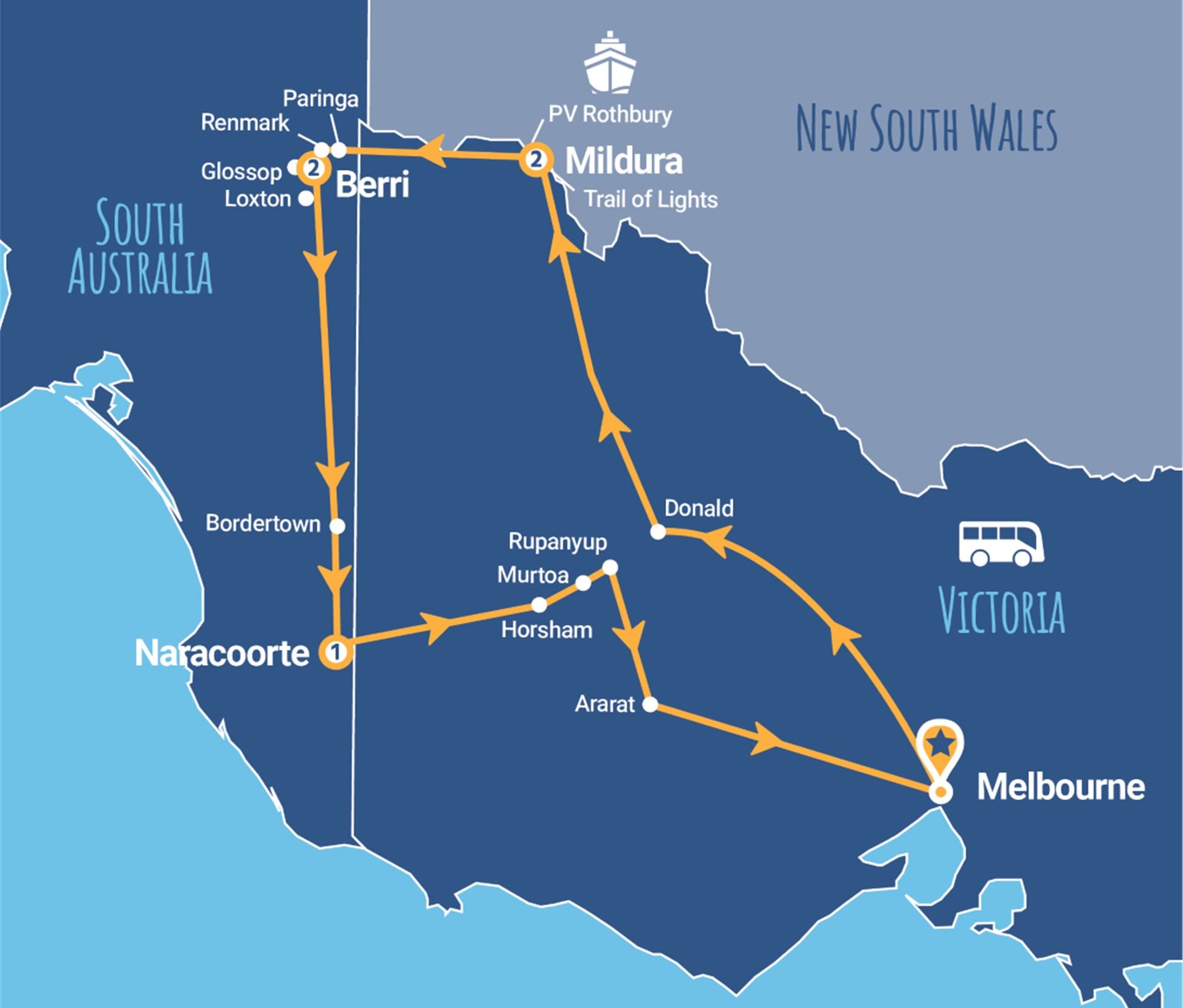 Murray River Valley And The Trail Of Lights 2026 6 Day Tour Murray River Lights Map 