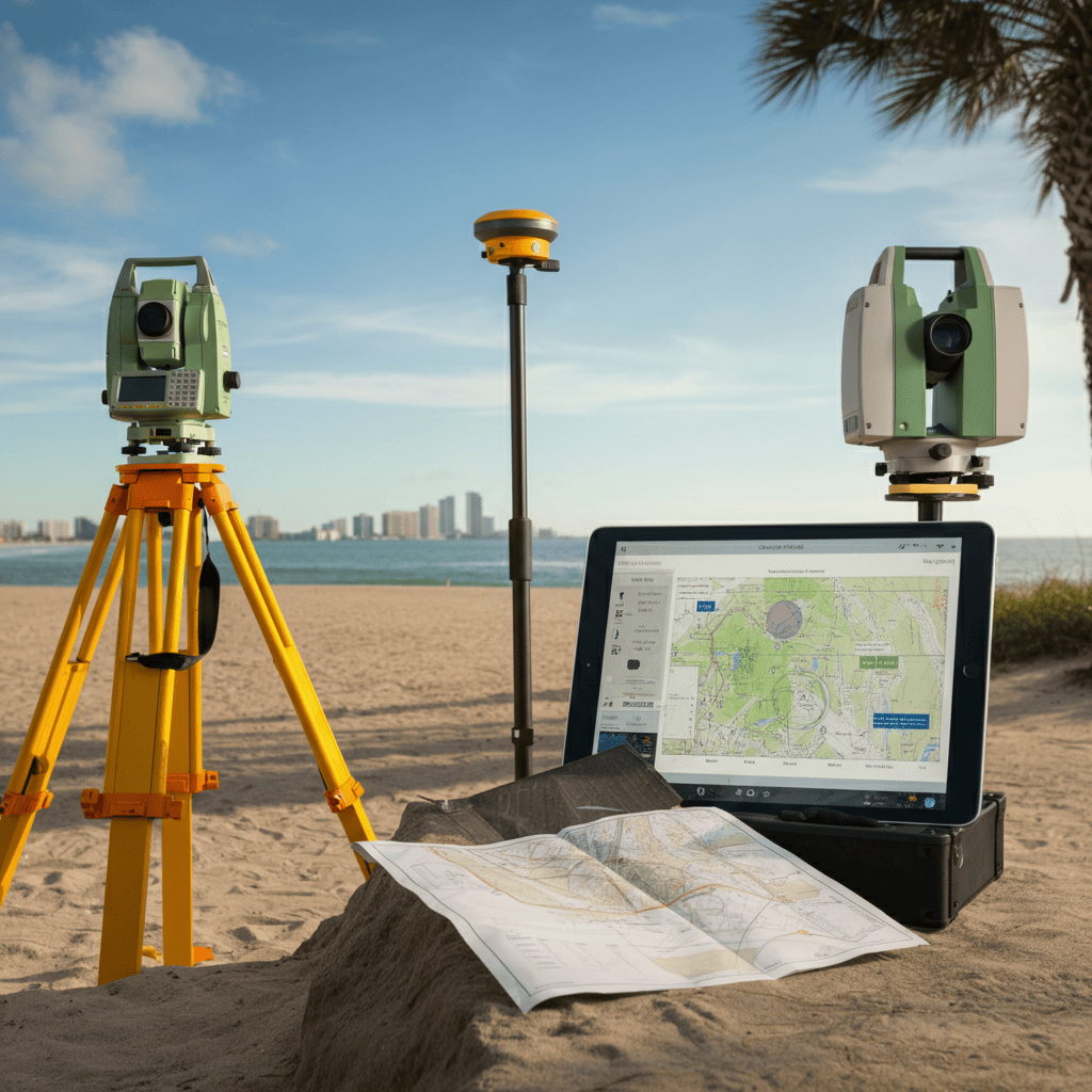 Trusted Florida Land Surveying Mapping Services Equipment In Use.