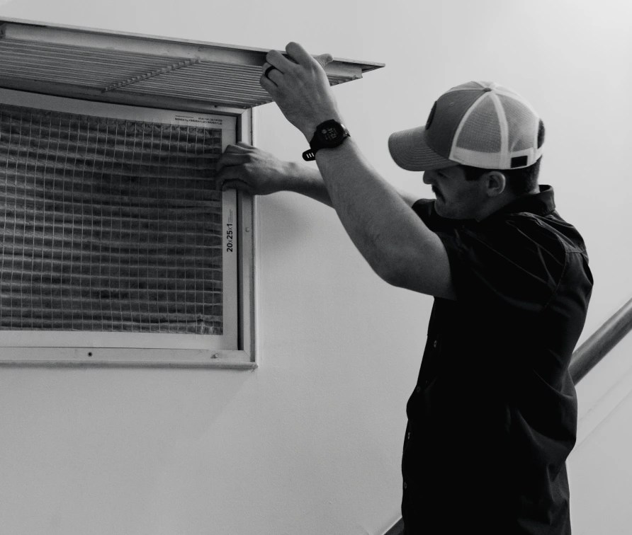 tim working on the ventilation access