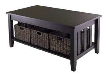The rectangular side table has vertical . Review Winsome Morris Coffee Table with 3-Foldable Basket