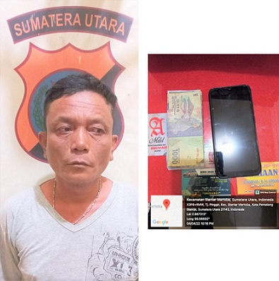 Pelaku DS alias Dorlan dan barang bukti