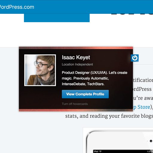 What Gravatar Hovercards look like now