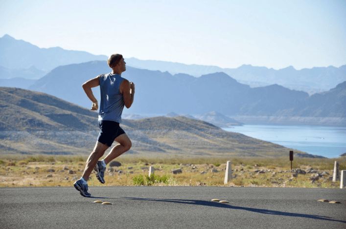 a man running in the morning