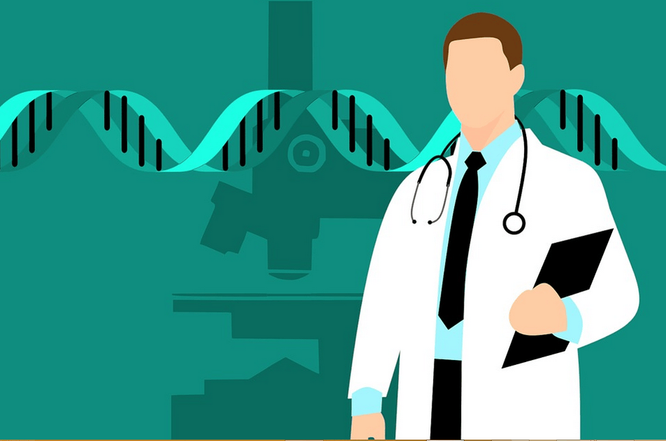 pictorial repersentation of doctor doing genetics analys