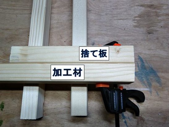 捨て板を加工材に固定