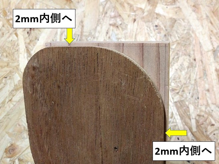 2mm内側へ型板を固定