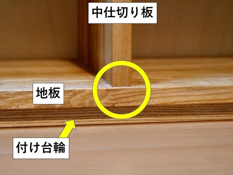 地板に中仕切り板が乗る