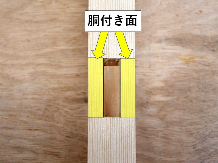 ほぞ穴の胴付き面