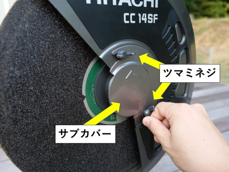 サブカバーを固定しているツマミネジを緩める