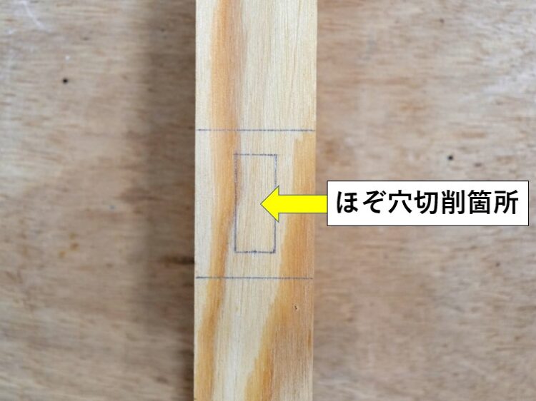 ほぞ穴箇所に墨付け
