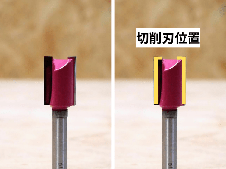 一般的なストレートビットの切削刃位置