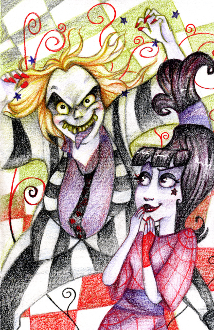 A "Beetlejuice" Fanart colored with colored pencils
