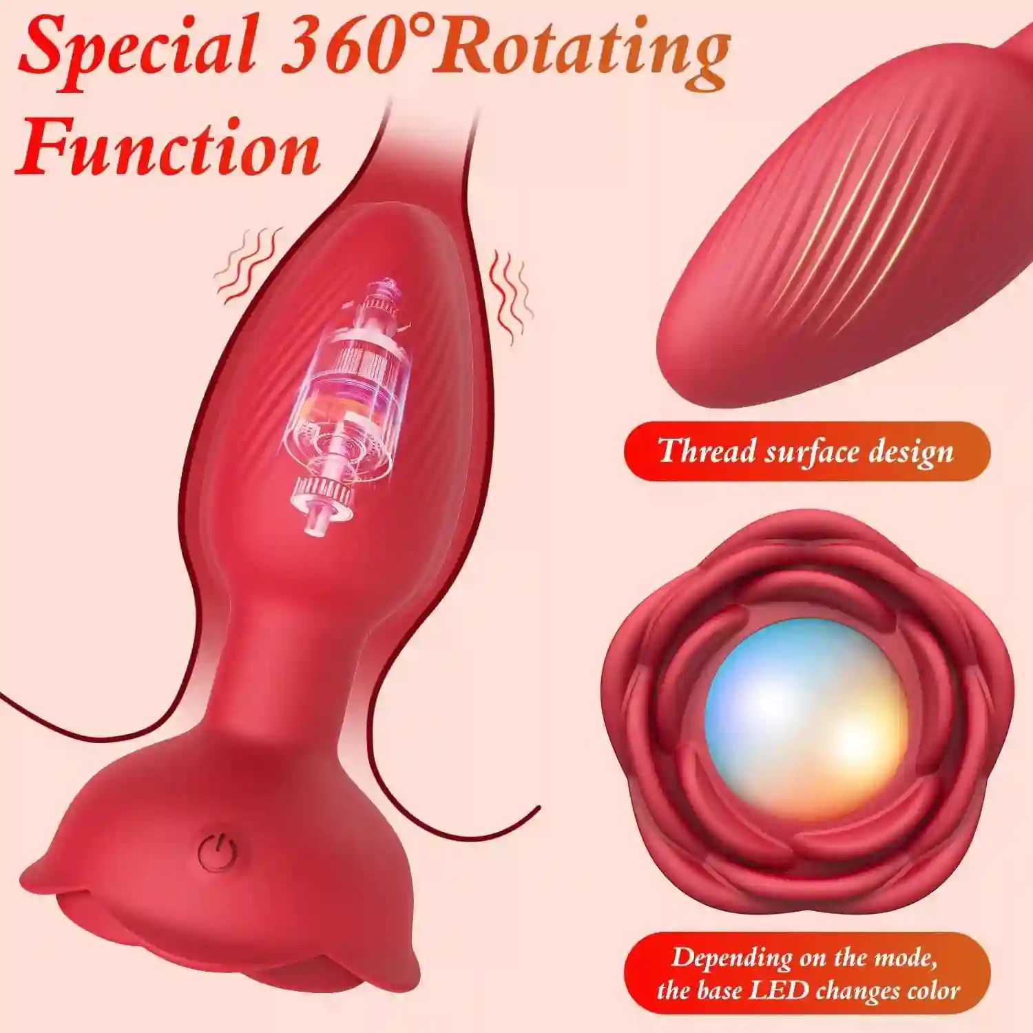 rose butt plug with multiple vibration modes