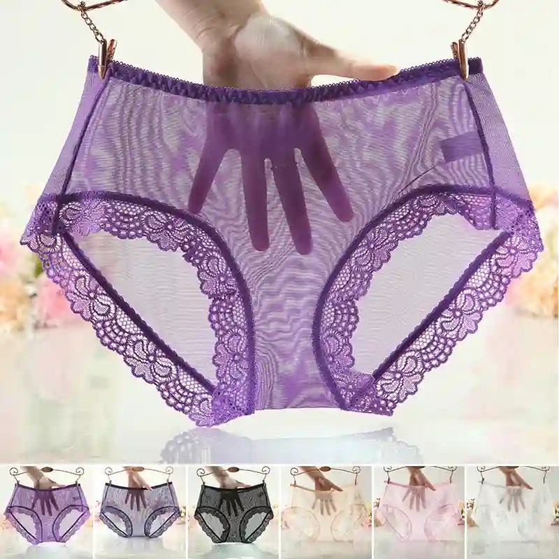 black solid color mesh panties