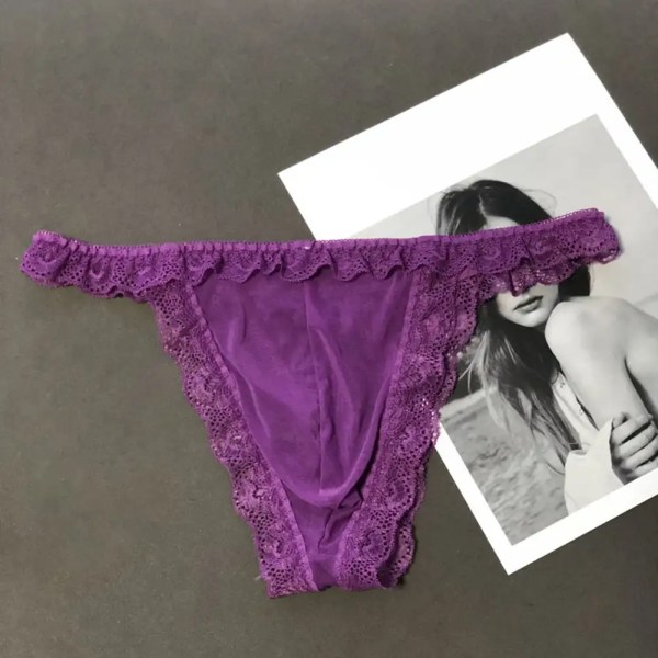 lace thong for men solid pattern