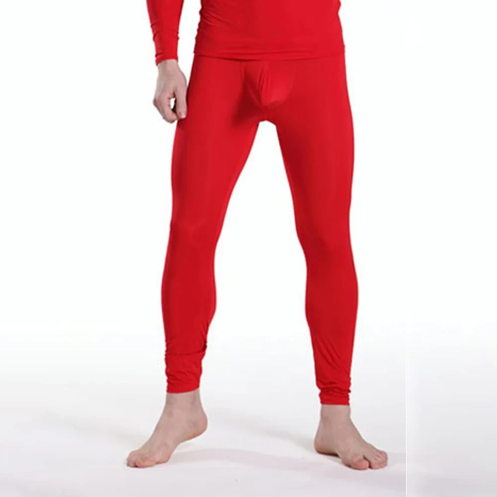 mens long johns red polyester