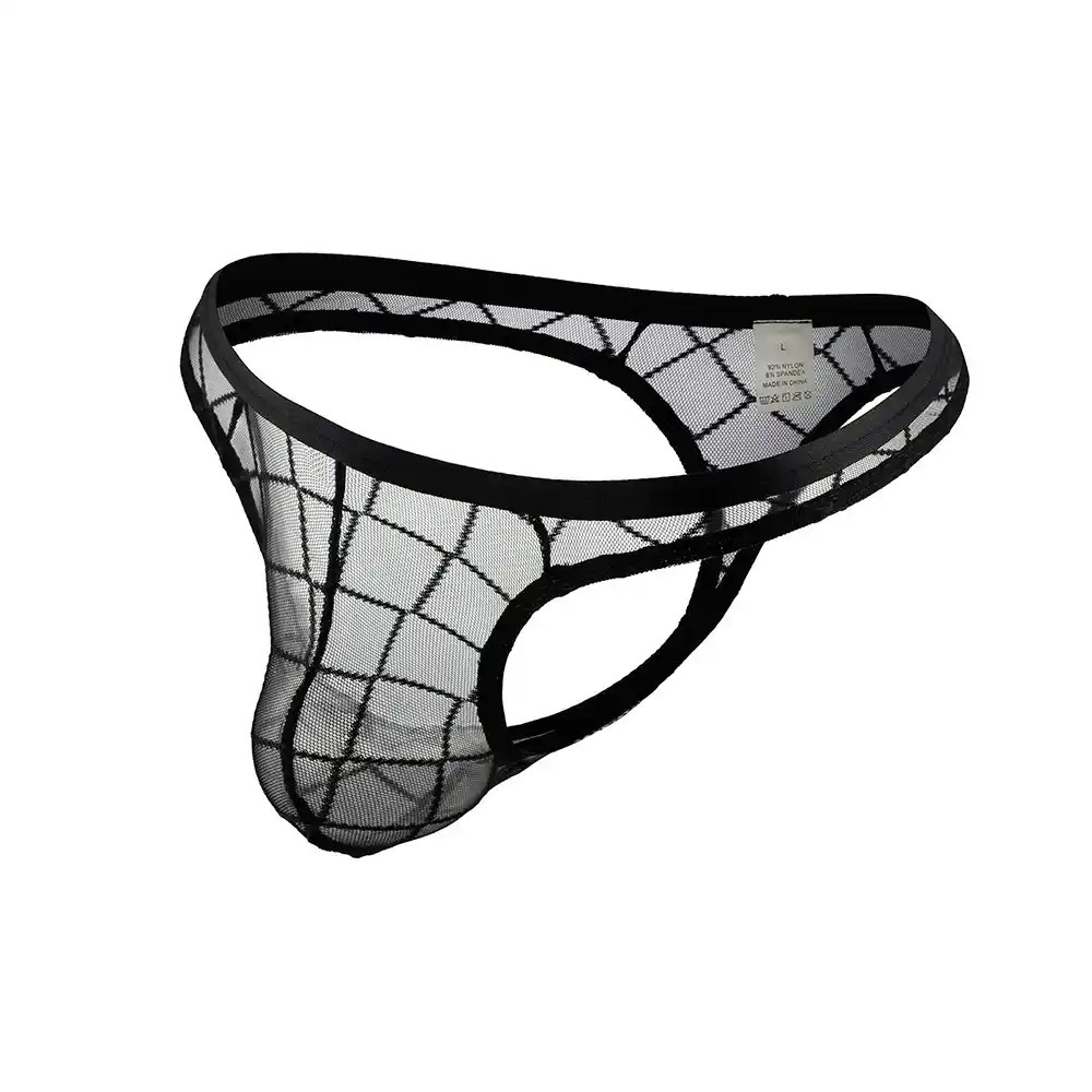 G-String Lingerie - Mens Sissy Thong, Low-Rise Nylon Mesh 7 mens nylon g string solid pattern