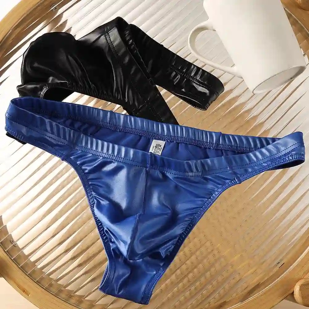 Men's G-String - Faux Leather Thong with Large Pouch 11 mens solid pattern g string underwear