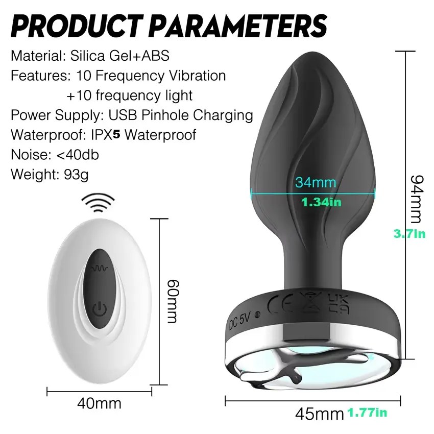 Anal Plug - Remote Control, LED Silicone & ABS 19 remote controlled prostate massager plug