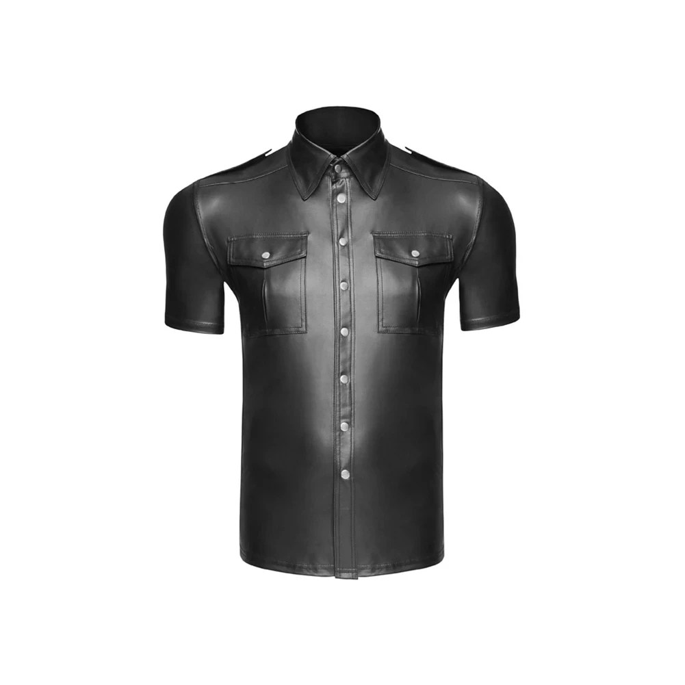 solid pattern black faux leather