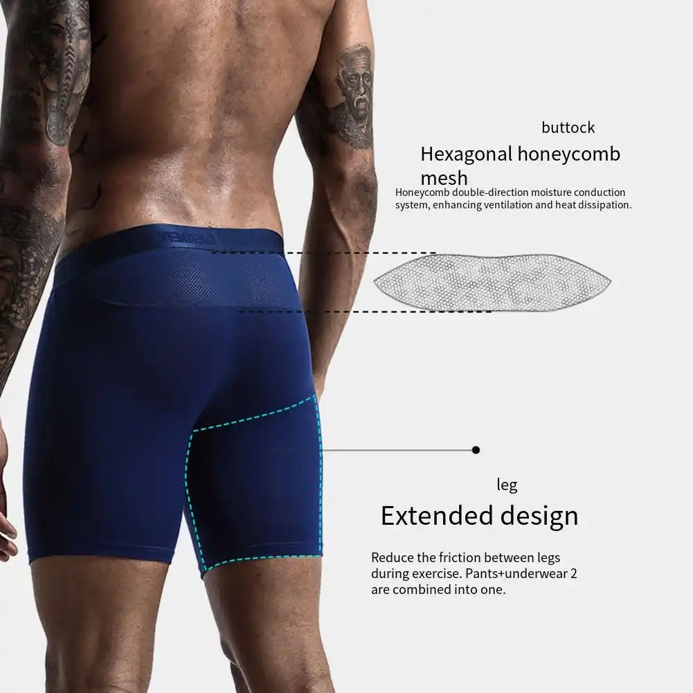 solid pattern long leg boxers