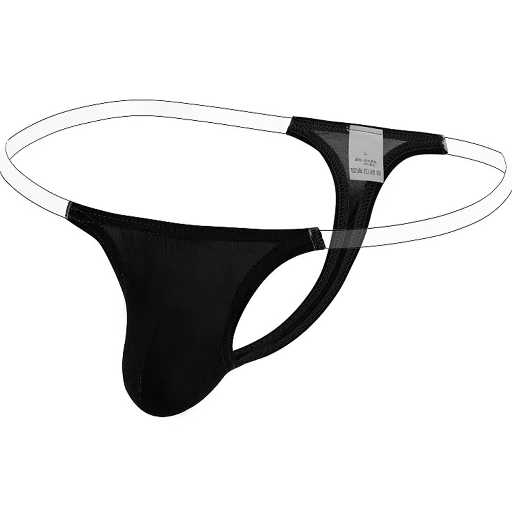 Men's G-String - T-Back Pouch Thong (Polyester) 5 solid polyester mens g string