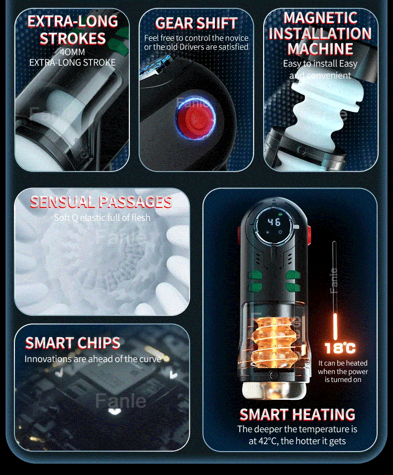 Automatic Stroker Male Masturbator - Thrusting, Heating (TPE Sleeve) 35 thrusting stroker with heating function
