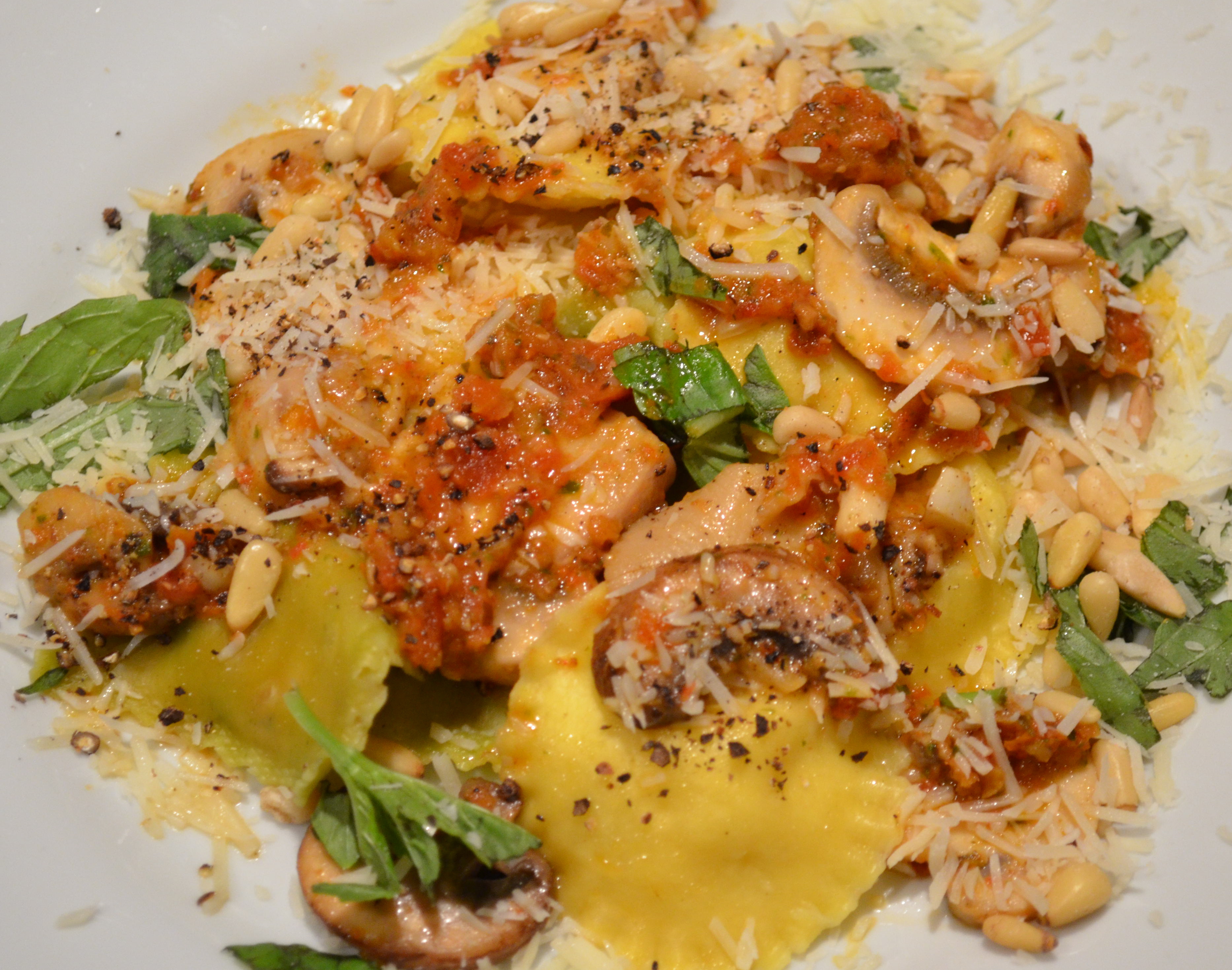 Ravioli With Mushroom And Sun Dried Tomato Pesto Sauce I Sing In The