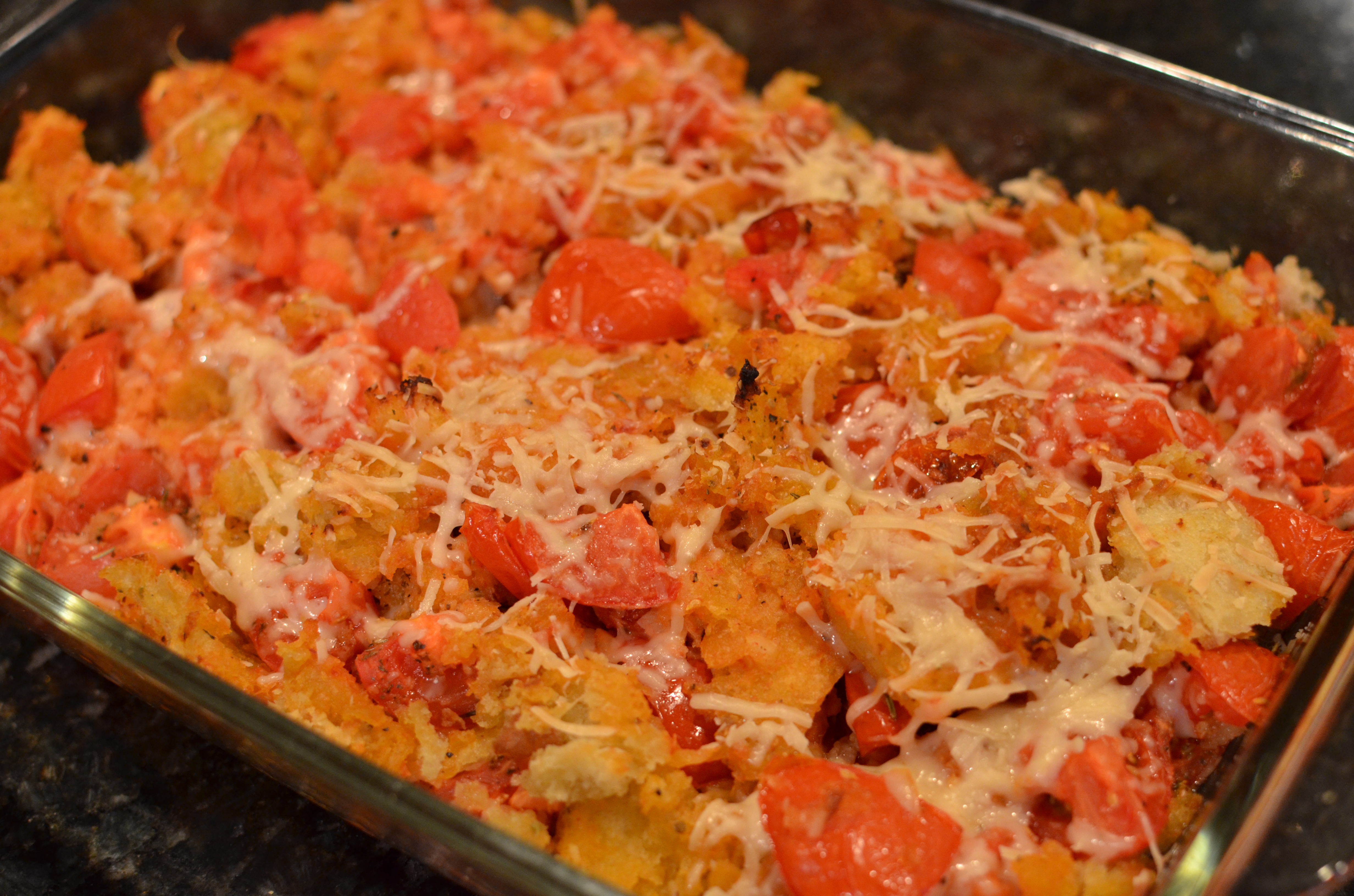 Grilled Steak & Arugula With A Side Of Scalloped Tomatoes