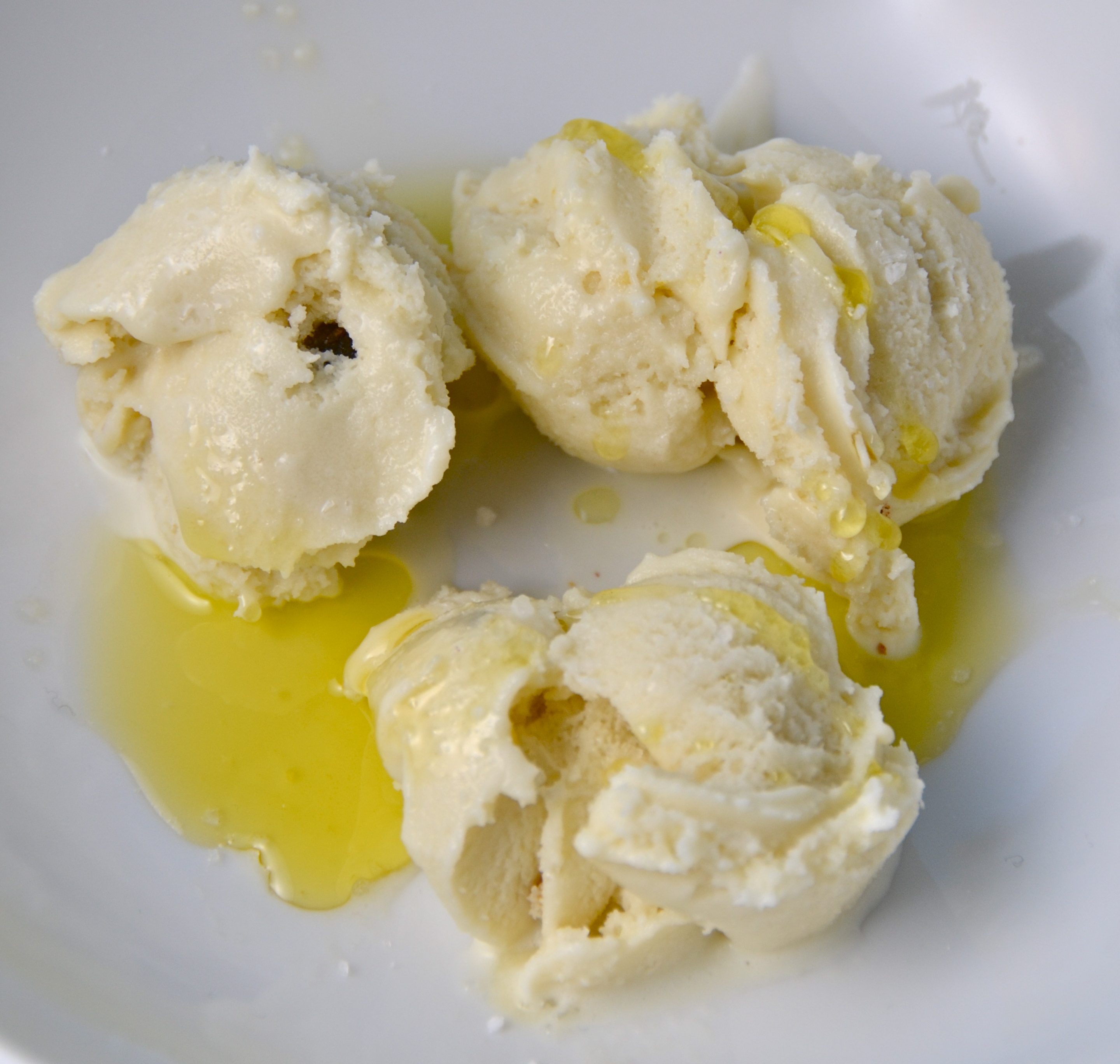 Short And Sweet. Pistachio Gelato With Extra Virgin Olive Oil And Sea