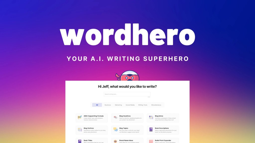 WORDHERO - AI CONTENT WRITER REVIEW AND LIFETIME BEST DEAL ($69.00)