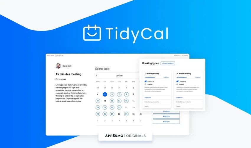 TIDYCAL AppSumo Lifetime Deal Only at $29 with a  $10 Discount for New Users