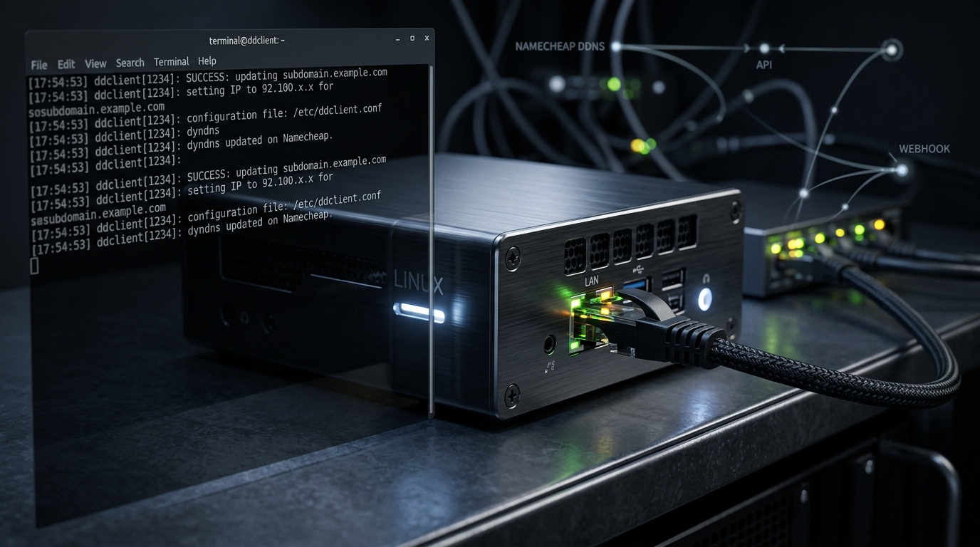 Mini server running ddclient on Ubuntu for Namecheap Dynamic DNS updates