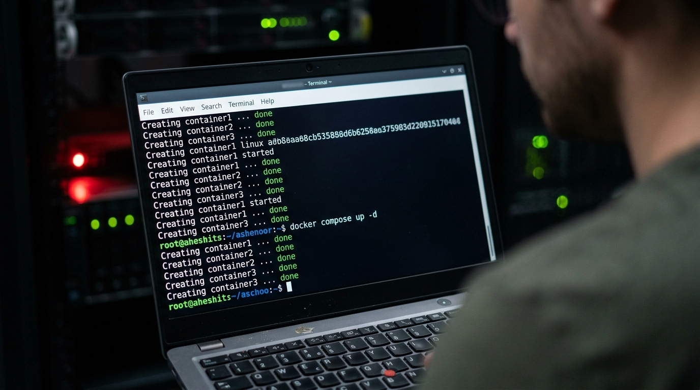Docker Compose deployment terminal on Hostinger VPS with Nginx and SSL