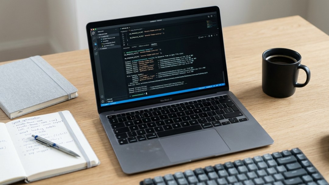Terminal screen showing WordPress script handles and CSS asset sizes during performance debugging