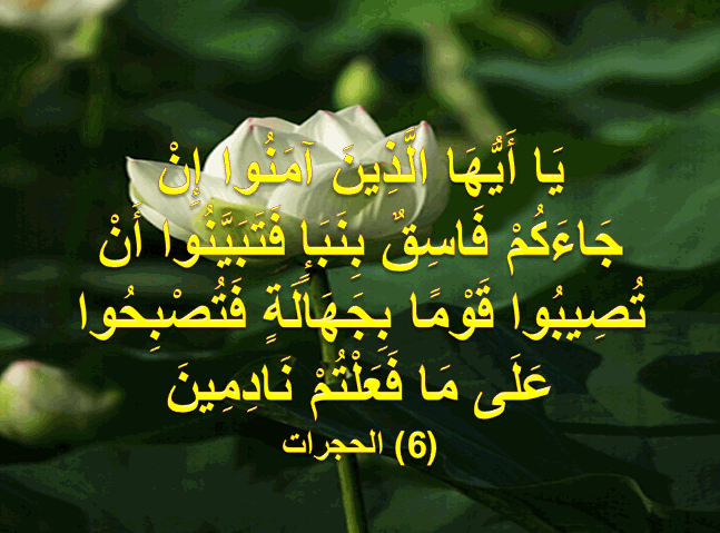 ي ا أ ي ه ا ال ذ ين آم ن وا إ ن ج اء ك م ف اس ق ب ن ب إ ف ت ب ي ن وا أ ن ت ص يب وا ق و م ا ب ج ه ال ة ف ت ص ب ح وا ع ل ى م ا ف ع ل ت م ن اد م ين 6 الحجرات اجمل واروع الصور الاسلامية والدينية 2020