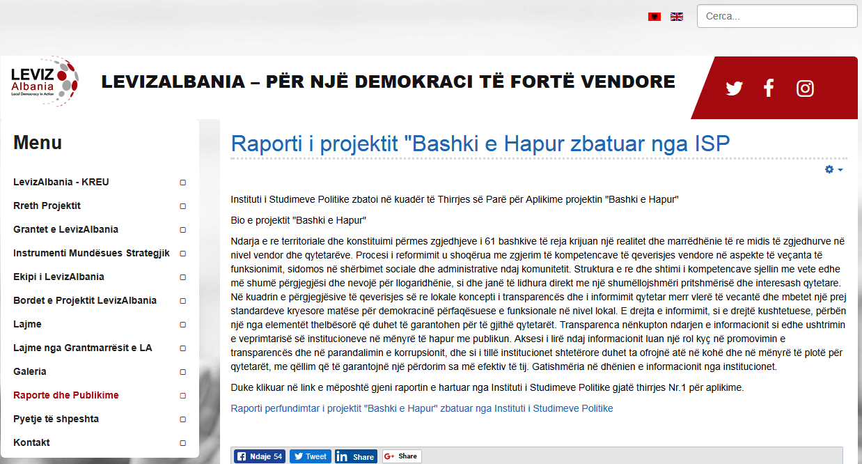 RAPORT MBI ZBATIMIN E LIGJIT MBI TE DREJTEN E INFORMIMIT