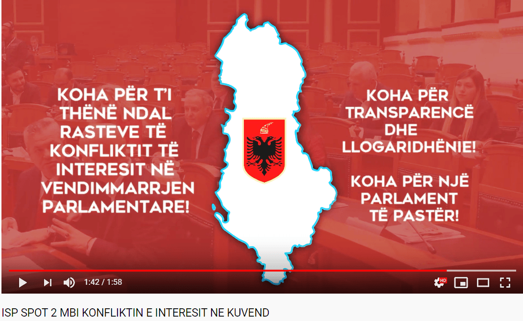 ISP – SPOT SENSIBILIZUES MBI KONFLIKTIN E INTERESIT NË PARLAMENT