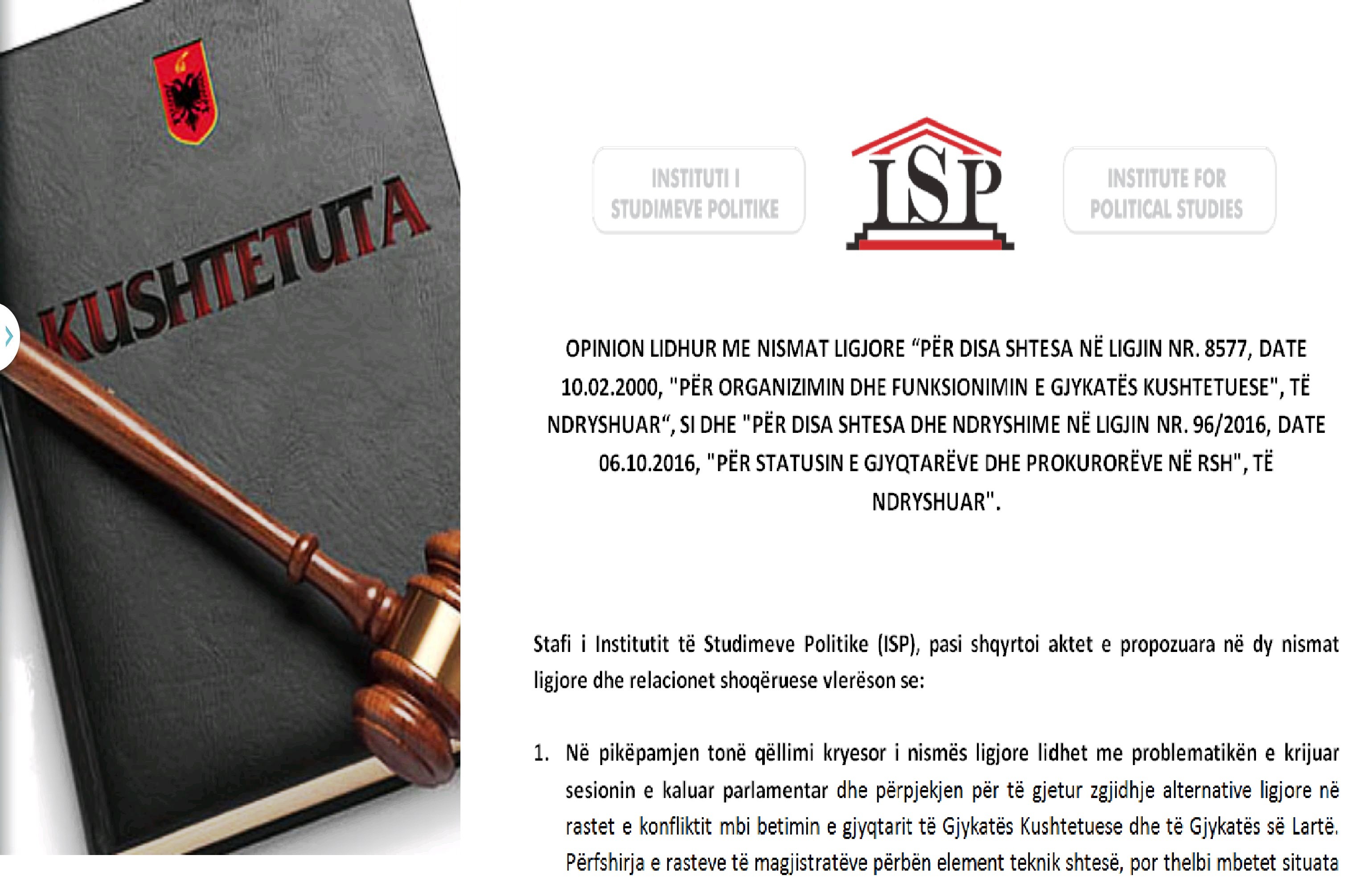 ISP – OPINION MBI DY NISMAT E MAZHORANCËS PËR “BETIMIN” – VLERËSIM KRITIK DHE REKOMANDIME