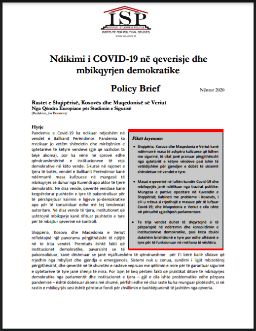 CESS: Ndikimi i COVID-19 në qeverisje dhe mbikqyrjen demokratike