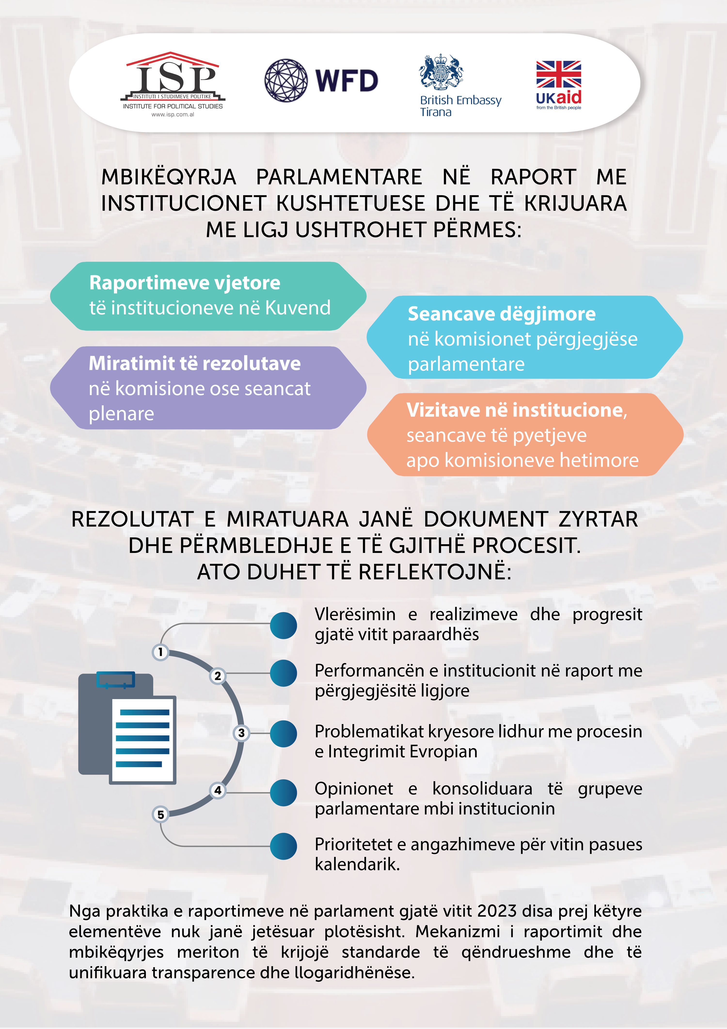 Mekanizmi i raportimit dhe mbikëqyrjes meriton të krijojë standarde transparence dhe llogaridhënëse
