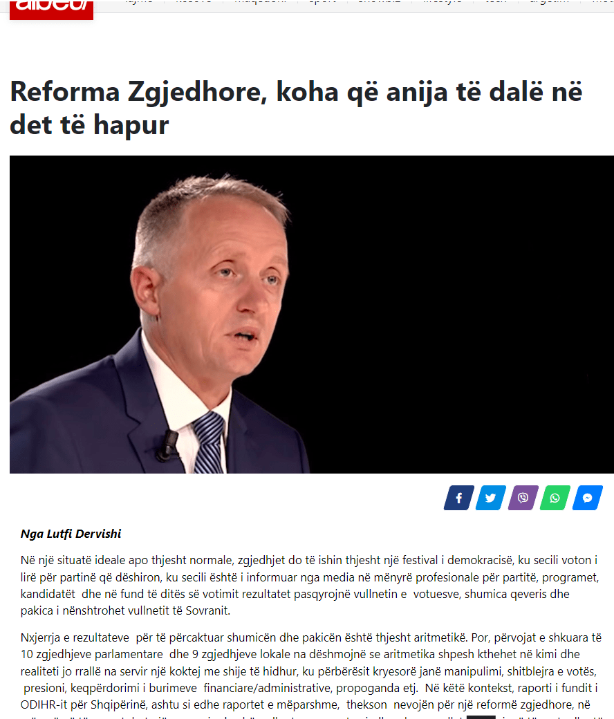 Nga Lutfi Dervishi: Reforma Zgjedhore, koha që anija të dalë në det të hapur
