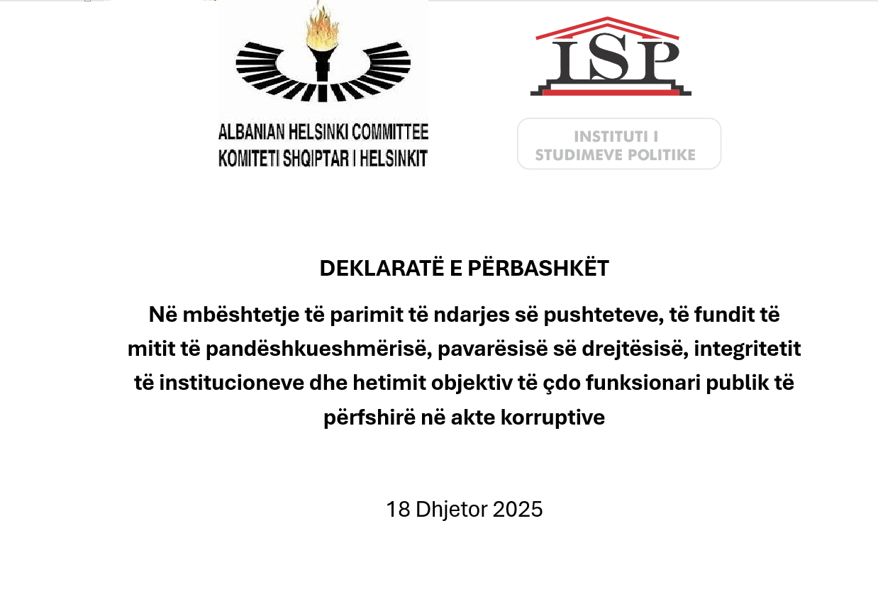 Reagim i Shoqërisë Civile për Çeshtjet e Korrupsionit dhe Imunitetin e Zyrtarëve të lartë Publikë